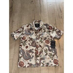 REBEL VENGEANCE Tapestry Floral Dragon Multicolor MOTO WOVEN SHIRT JACKET M NWT